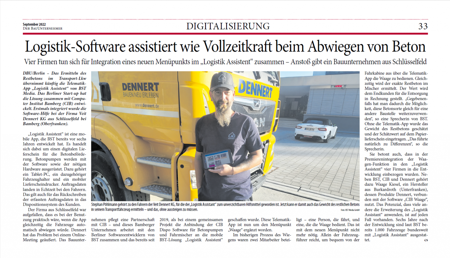 LogistikSoftware assistiert beim Abwiegen von Beton BST Media GmbH